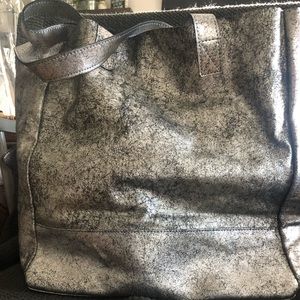Silver & black tote